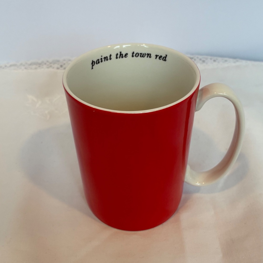 Kate Spade Mug Say The Word Paint The Town Red Lenox Ceramic Coffee Cup Designer